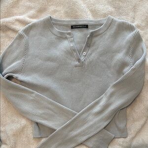 Brandy Melville Gray Long Quarter Button Light Sweater